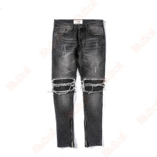 Black Ripped Mid Waisted Pants High Quality Long Denim Jeans Hot Sale Kameymall
